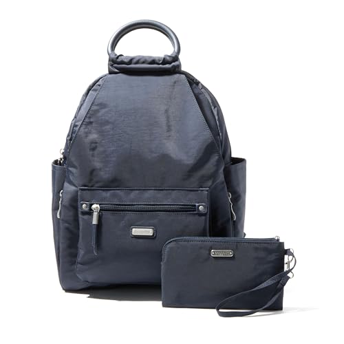Baggallini All Day Backpack with RFID Phone Wristlet - Lightweight Travel Backpack for Women - color: French Navy
