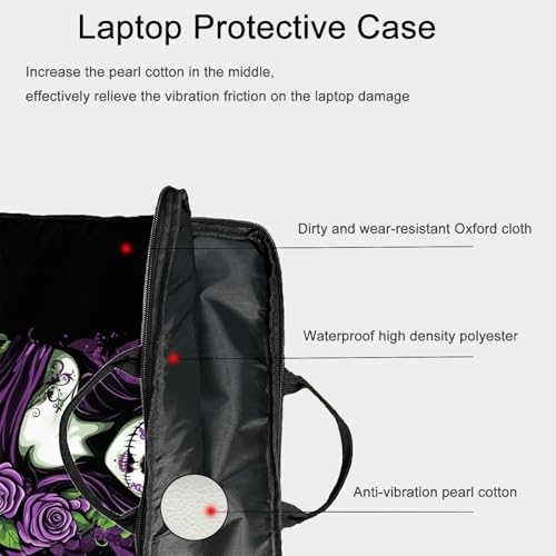 15-Inch Laptop Sleeve – Stylish, Lightweight, Shockproof, Water-Resistant Case for Lenovo, HP, Dell, Asus Notebooks - Day of The Dead Sugar Skull Women - color: Day of the Dead Sugar Skull Women