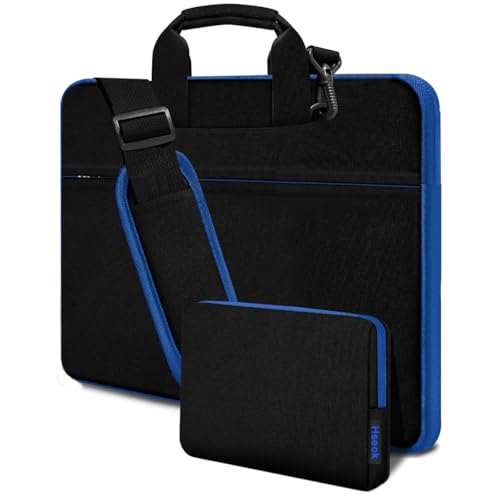 Hseok Laptop Shoulder Bag 15.6-16 inch Case,Water-Resistant Shockproof Computer Handbag with Small Case Compatible with MacBook Pro/Neo 16",Mac Air 15 M5, XPS 15/16 and most 15.6-16 PC,Black-blue - color: Black-blue, size: 15.6-16"
