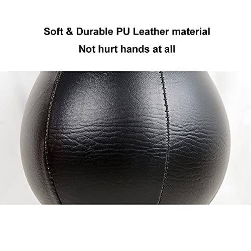 Punching Bag Boxing Speed Bag Swivel Set with Black Leather Ball & Pump - Professional Speed Ball Muay Thai Exercise Equipment Kit (Black)