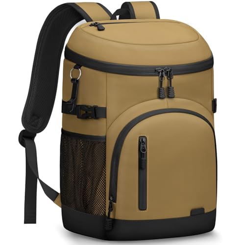 Pritent Cooler Backpack Insulated Waterproof,30/45 Cans Backpack Coolers Leakproof Lunch Backpack for Men Women Portable Soft Cooler Bag for Beach Camping Trave Picnic - color: Khai, size: 45 Cans