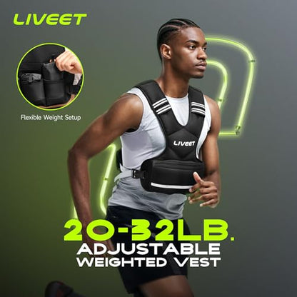 Adjustable Weighted Vest for Women Men, 4-10lb 11-20lb 20-32lb Weight Vest with 6 Ironsand Bags, Running Vest with Reflective Strips Adjustable Buckle Straps for Walking Strength Training - size: 20-32 lbs