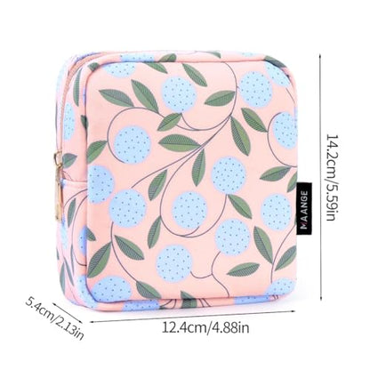 MAANGE Small Makeup Bag for Purse, Portable Cosmetic Bag, Mini Makeup Bag with Slip-in Pockets, Cute Make Up Bag, Pouches for Purse Women (Pink Plants) - color: 1 Piece-Mini