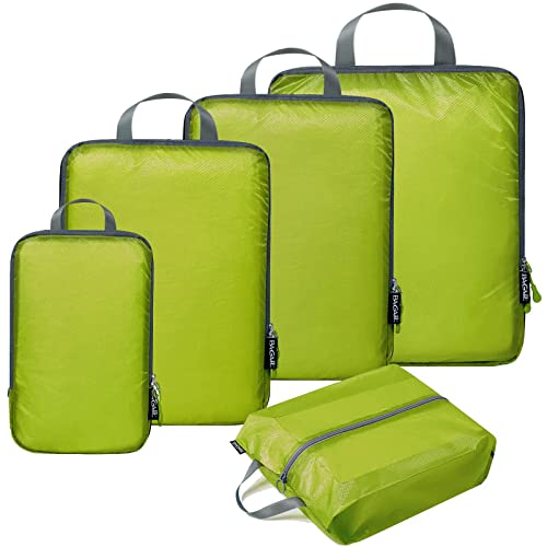 BAGAIL 5 Set Ultralight Compression Packing Cubes Travel Accessories Expandable Packing Organizers(Green) - color: Green
