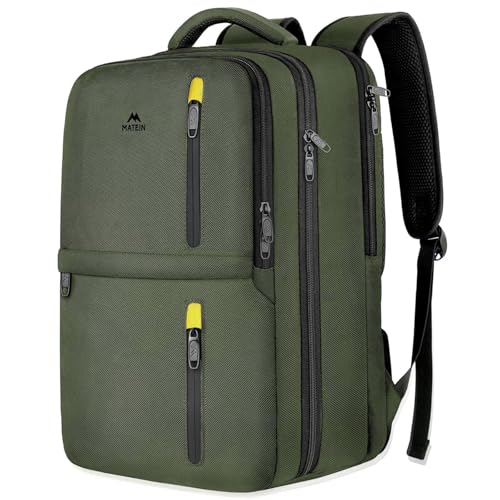 MATEIN Extra Large 45L Travel Backpack, Airline Approved Carry on Backpack with Shoe Compartment, Water Resistant Luggage College Overnight Weekender Travel Bag Fit 18" Laptop, Green - color: Green, size: XX-Large