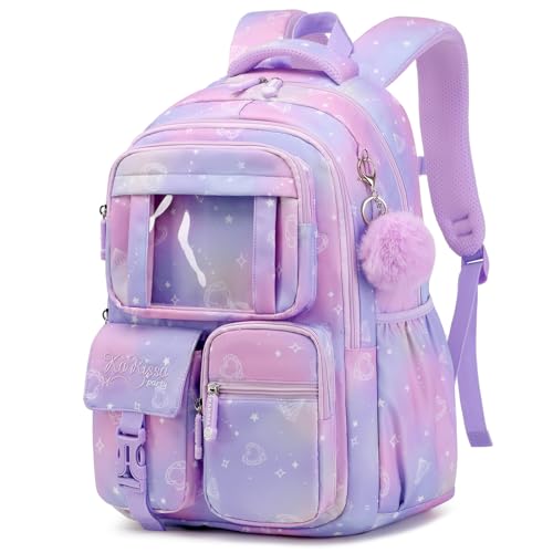 PIG PIG GIRL Kids Backpack for Girls - School Bags for Middle School Students - Book Bag for Elementary Primary - Kawaii Ita Backpack - Purple - color: Purple