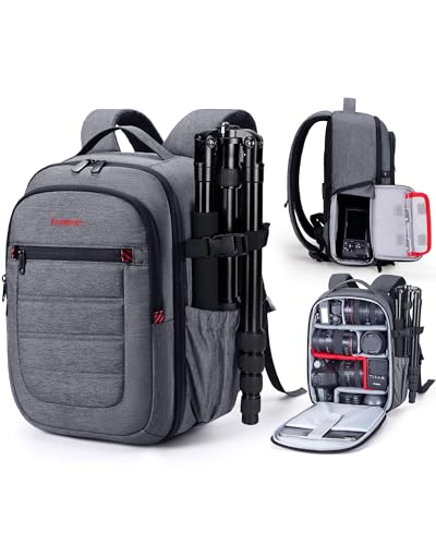 BAGSMART Camera Bag for DSLR, Waterproof Camera Backpacks for Photographers, Camera Case with Laptop Compartment-14 Grey - color: Grey, size: Small