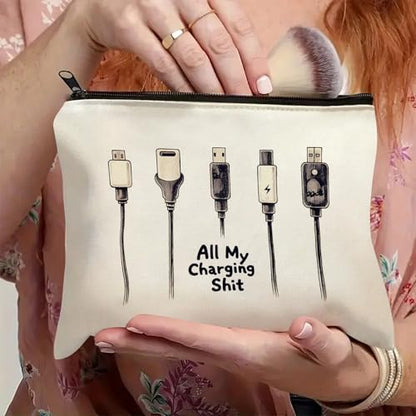 Plugs Cables & Chargers - Makeup Bag for Women Travel - Zipper Cosmetic Storage Bag with Vibrant Designs, Soft Fabric & Multi-Use Functionality (Gift for Birthdays, Graduation, Christmas) (Style I) - style: Style I