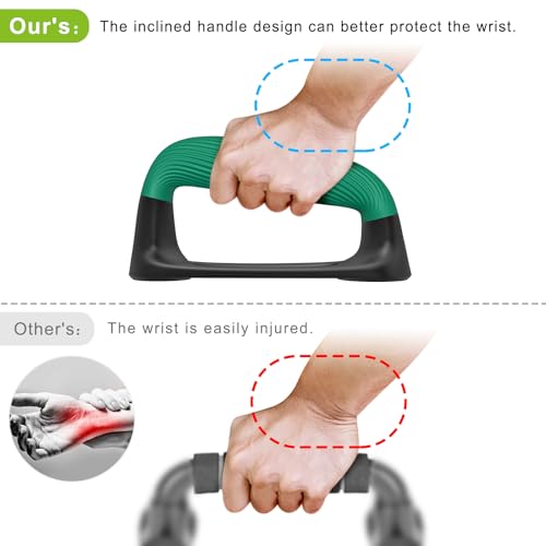 Kipika Push Up Bars, Pushup Stands With Thickened Soft Plastic Handle, Stable and Non-Slip Base, Pushup Handles Perfect for Floor Strength Training - color: E: Black & Green