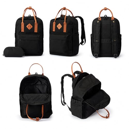 Travel Backpack for Women & Men, Laptop Backpack Fits 15.6 Inch Laptop, Water-Resistant Durable Computer Bag for Work, College & Daily Commute (Black) - color: Black