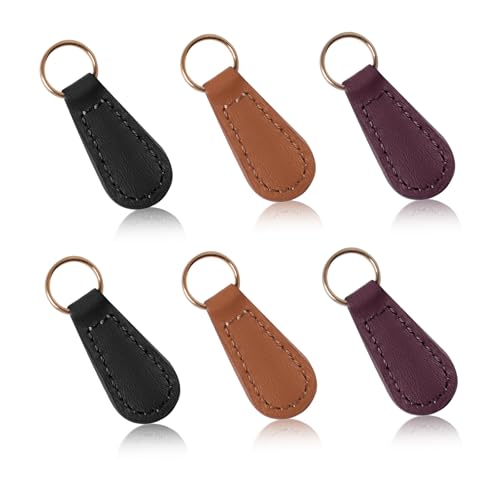 Deoward Zipper Pull Replacement PU Leather Zipper Tag Fixer Pull Repair for Backpacks, Jackets, Luggage, Purses, Suitcases, Handbags (6 PCS) - style: Zipper Pulls (Black+Khaki+Burgundy)