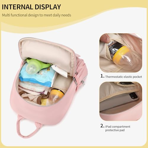 Small Diaper Bag Backpack, Mini Diaper Bag Purse with 10 Pockets, Travel Baby Bag for Baby Girls, Insulated Pockets, Stroller Straps,pInk - color: Pink