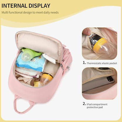 Small Diaper Bag Backpack, Mini Diaper Bag Purse with 10 Pockets, Travel Baby Bag for Baby Girls, Insulated Pockets, Stroller Straps,pInk - color: Pink