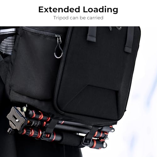 K&F CONCEPT Camera Backpack, Hard Shell Camera Bag, Large Capacity Photography Backpack with 15.6" Laptop Compartment & Tripod Holder & Rain Cover - color: Black