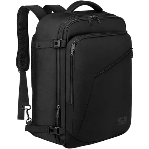 MATEIN Mens Travel Backpack, 27L Lightweight Carry on Backpack for Women, Expandable Business Backpacks, Waterproof Hiking Daypack for Outdoor Sports Rucksack Casual Daypack, Travel Essential, Black - color: Black, size: Large