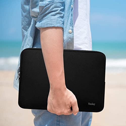 Naukay Laptop Bag 15 Inch, Resistant Neoprene Laptop Sleeve/Notebook Computer Pocket Case/Tablet Briefcase Carrying Bag Compatible for 15.4 inch MacBook Pro, Ultrabook Notebook, (Black) - color: Black, size: 15 inch
