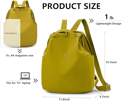 Mini Nylon Women Backpacks,Small Ladies backpacks Casual Lightweight Shopping Travel Daypack (Earthy yellow) - color: Earthy Yellow