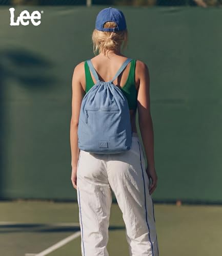Montana West Lee Drawstring Backpack Bag Lightweight Small Gym Swim Beach Bag Water Resistant Sports Sackpack for Men Women, LEE48-002JN - color: Jean