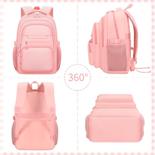 PRAGARI Cute Backpack for School Girls Aesthetic Backpack Women College Bookbag Large Students Laptop Bag Travel Casual Daypack - color: Pink