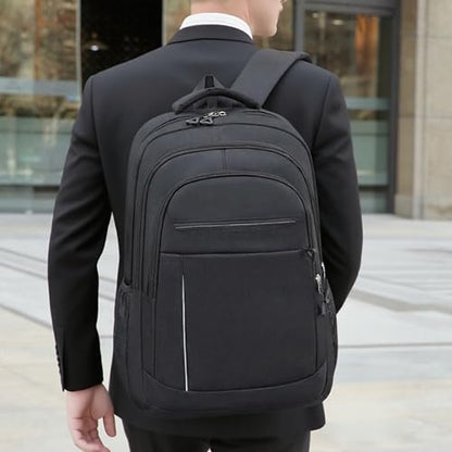 Large Capacity Travel Laptop Backpack, durable and lightweight, 4 compartments, waterproof front, breathable back (black) - color: Black