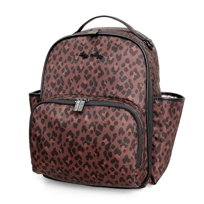 Itzy Ritzy Mini Diaper Bag Backpack – Chic, Compact Mini Plus Backpack with Changing Pad, 10 Pockets (6 Internal, 4 External), Grab-Top Handle & Rubber Feet – Leopard (Woven) - color: Leopard (Woven)