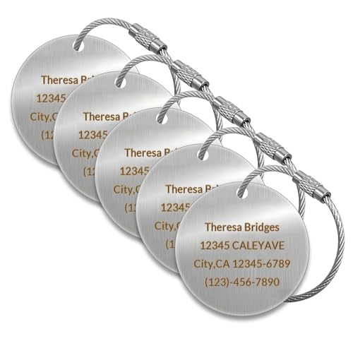 Custom Engraved Luggage Tags, Waterproof Personalized Luggage Tags, Aluminum Personalized Bag Tags for Suitcases/Backpack/Luggage Accessories (Round, Silver, 2 x 2 inches, Herringbone) - color: Silver, size: 2 x 2 inches, style: Round