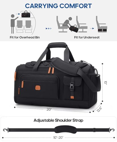 Gym Bag for Men and Women with Shoe & Laptop Compartment Sport Duffle Bag - color: Black