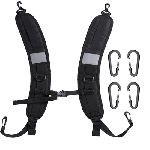 PAASTAl Backpack Straps,Relacement Adjustable Padded Shoulder Straps for Bag, with Metal/Plastic Clips. - color: Black Plastic