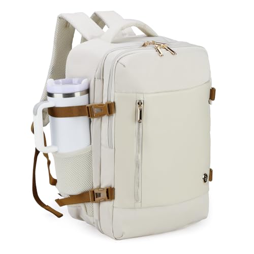 Swissdigital Design Travel Laptop Backpack for Women, 36l Carry On Backpack with USB Charging Port, RFID Protection & Wet-Dry Separation, TSA Friendly Fits 16 Inch Laptop, Beige Brown | SD1749-07 - color: Beige Brown