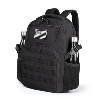 TBNBO Small Military Tactical Backpack for Men, Travel Hiking Black Backpack with Bottle Holder on Both Sides, 25L Laptop Backpack for Work, Men's Assault Bag Back Pack - color: 25lblack