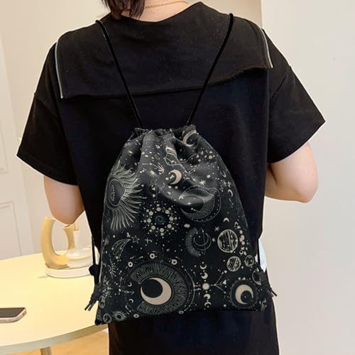 Drawstring Backpack Draw String Bag Sports Gym Bags Waterproof Cute Aesthetic Sackpack for Unisex Women Sports Beach Travel(13"×17")-Moon - color: Z18-moon