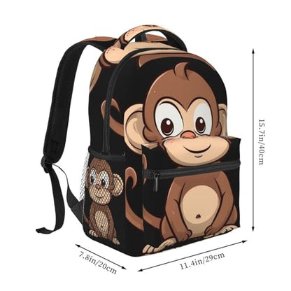 Cartoon brown monkey Travel Backpack for Men & Women 15.6 inch Laptop Backpack Waterproof Work Back Pack - color: Cartoon Brown Monkey