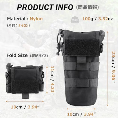 Azarxis Molle Pouches, Tactical Compact EDC Small Utility Pouch Waist Bags Sundries Storage Admin Organize Gear Gadget for Military Backpack - color: #09 Black - Water Bottle Pouch