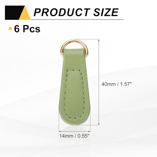 uxcell 6pcs Zipper Pull, 1.57 Inch Leather Zip Puller Zipper Replacement Repair Kit Head Handle for Luggage Clothing Jackets Backpacks Boots, Green - color: Green