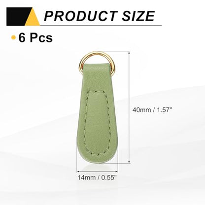 uxcell 6pcs Zipper Pull, 1.57 Inch Leather Zip Puller Zipper Replacement Repair Kit Head Handle for Luggage Clothing Jackets Backpacks Boots, Green - color: Green