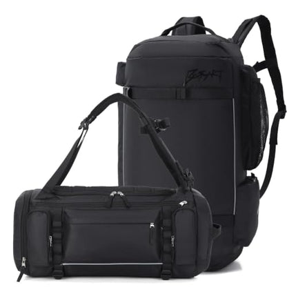 BE SMART 50L Extra Large Gym Backpack for Men, Big Gym Bag with Shoes Compartment, Waterproof Heavy Duty Duffel Bags (Solid Black, Large-40L) - color: Solid Black, size: Large-40L