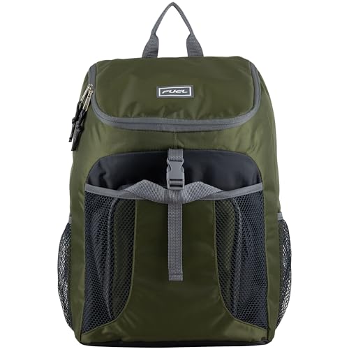 FUEL Top Loader Lunch Backpack Set Water Resistant Backpack Bookbag Bag Soft Reusable Insulated Cooler Box Thermal Travel Office Bag, Army Green - color: Army Green