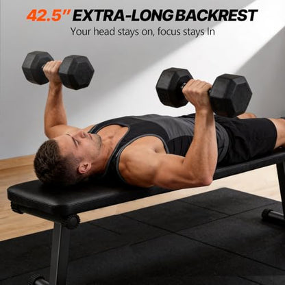 Flat Weight Bench, Foldable Flat Bench, for Multi-Purpose Weight Training, Sturdy Strength Training Workout Bench, Space-saving Bench Press Flat Exercise Bench, for Home Gym