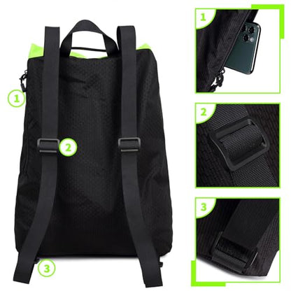 Lohol Large Mesh Drawstring Backpack with Shoe Bag, Durable Swimming String Sack with Handle for Sports Gym Yoga Beach Travel - color: Green