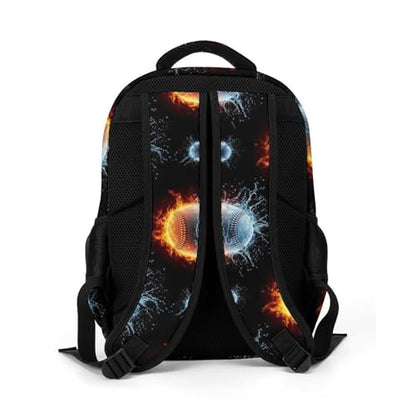 Business Travel Laptop Backpack Ice Water Fire Flame Baseball, Anti Theft Water Resistant Computer Bag with Compartment for Men Women - color: Pattern (258)