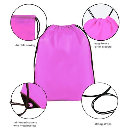 Drawstring Backpack Bulk 30 Packs Draw String Bags for Gym Sports Trip Pedestrianism Cinch Sack DIY for Women Men with Memo Card (pink) - color: Pink