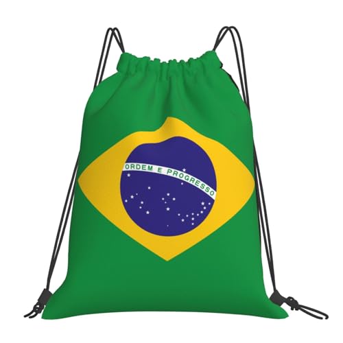 Brazil Flag Drawstring Bag Sport Gym Backpack Beach Travel Sack Draw String Yoga Bag For Men Women - color: Brazil Flag