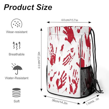 Hand Skull Drawstring Backpack Gym Bag With Shoe Compartment String Bag Sport Beach Swimming Sackpack For Women Men - color: Hand Skull
