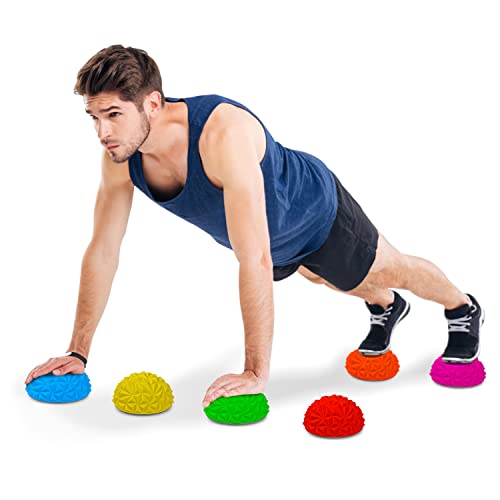 Yes4All Hedgehog Balance Pods for Exercise, Core Body Balancing, Balance Pods for Youth & Adults with Hand Pump - Set of 5 - style: D. Rocky - 9pcs