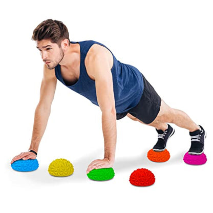 Yes4All Hedgehog Balance Pods for Exercise, Core Body Balancing, Balance Pods for Youth & Adults with Hand Pump - Set of 5 - style: D. Rocky - 9pcs