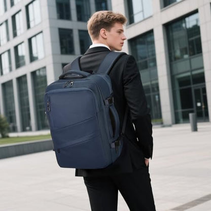Travel Backpack for Men, 18 Inch Carry on Laptop Backpack with USB A/C Port, 40L Expandable TSA Flight Approved Bag Pack, Black, Blue - color: Blue