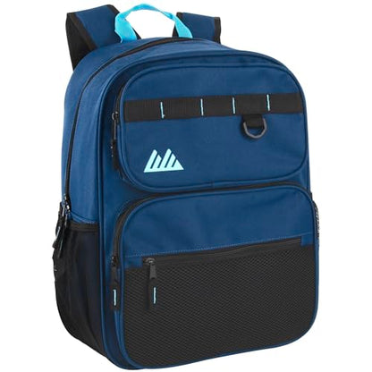 Summit Ridge Travel Backpack for Men and Women, Spacious Work Daypack with Water Bottle Pockets (Navy) - color: Navy