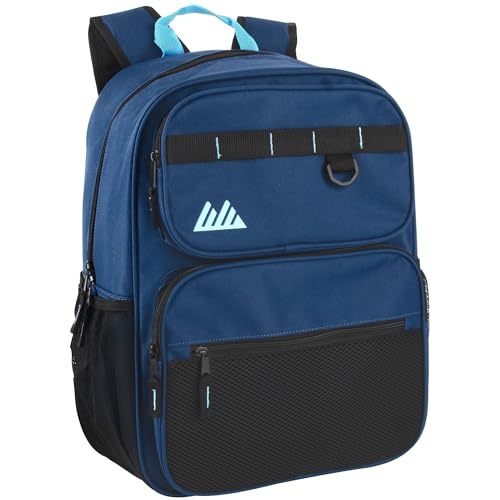 Summit Ridge Travel Backpack for Men and Women, Spacious Work Daypack with Water Bottle Pockets (Navy) - color: Navy