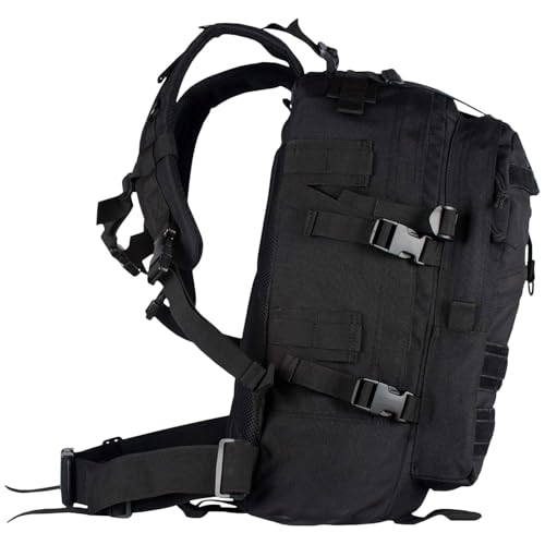 FOX OUTDOOR PRODUCTS Large Transport Pack | 37L Tactical Backpack with Compression Straps, Hydration Pocket & Modular Webbing - color: Black