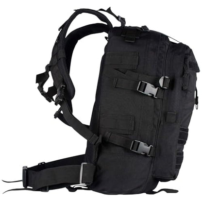 FOX OUTDOOR PRODUCTS Large Transport Pack | 37L Tactical Backpack with Compression Straps, Hydration Pocket & Modular Webbing - color: Black